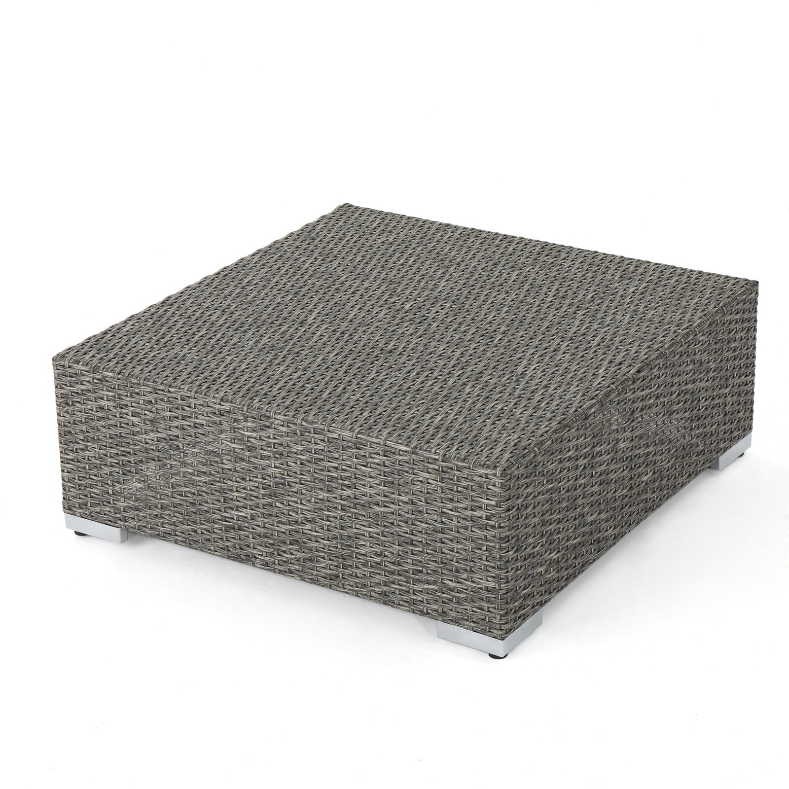 Roomfitters Puerta Corner Sofa & Coffee Table Set, Black and Gray Faux Rattan