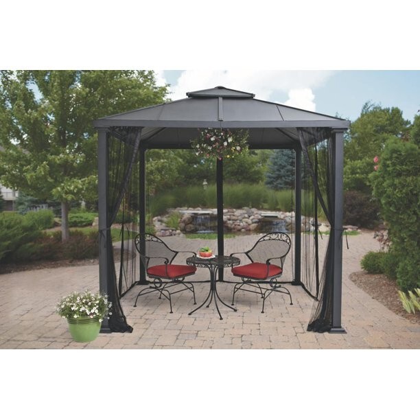 Better Homes & Gardens Sullivan Ridge 8′ x 8′ Steel Hard Top Gazebo with Netting