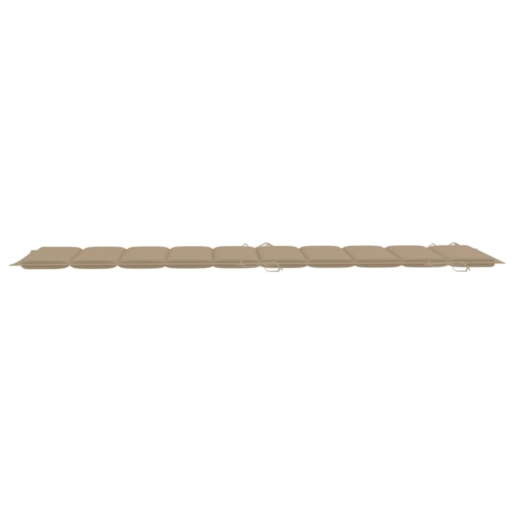Sunlounger Beige and wood Solid acacia wood, Fabric (100% polyester)