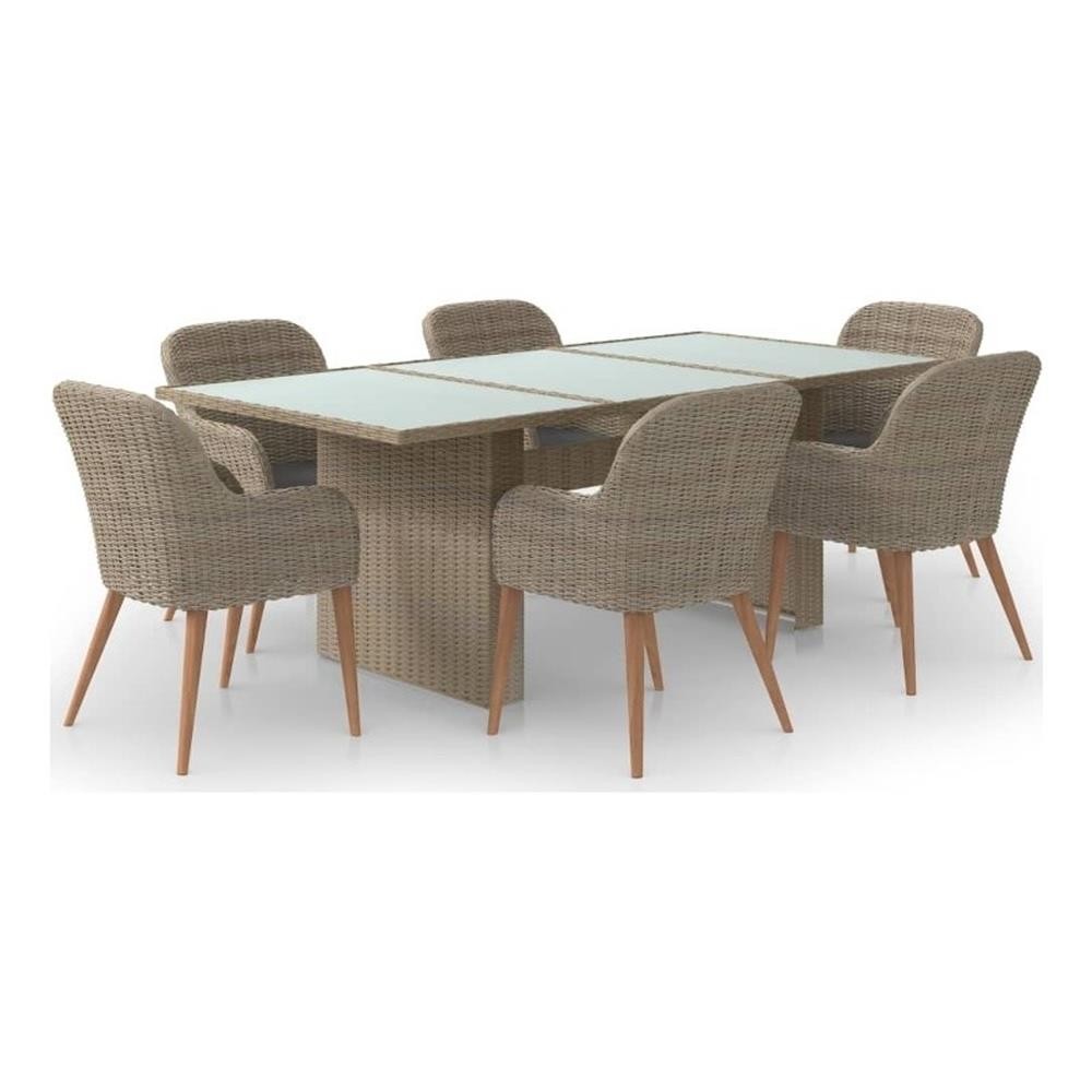 Bowery Hill Contemporary Weather-Resistant Dining Set in Brown and Dark Gray