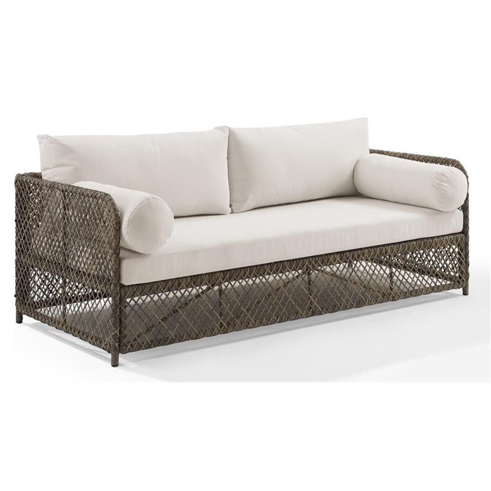 Crosley Furniture Granite Bay Fabric Outdoor Sofa in Cream White/Stone