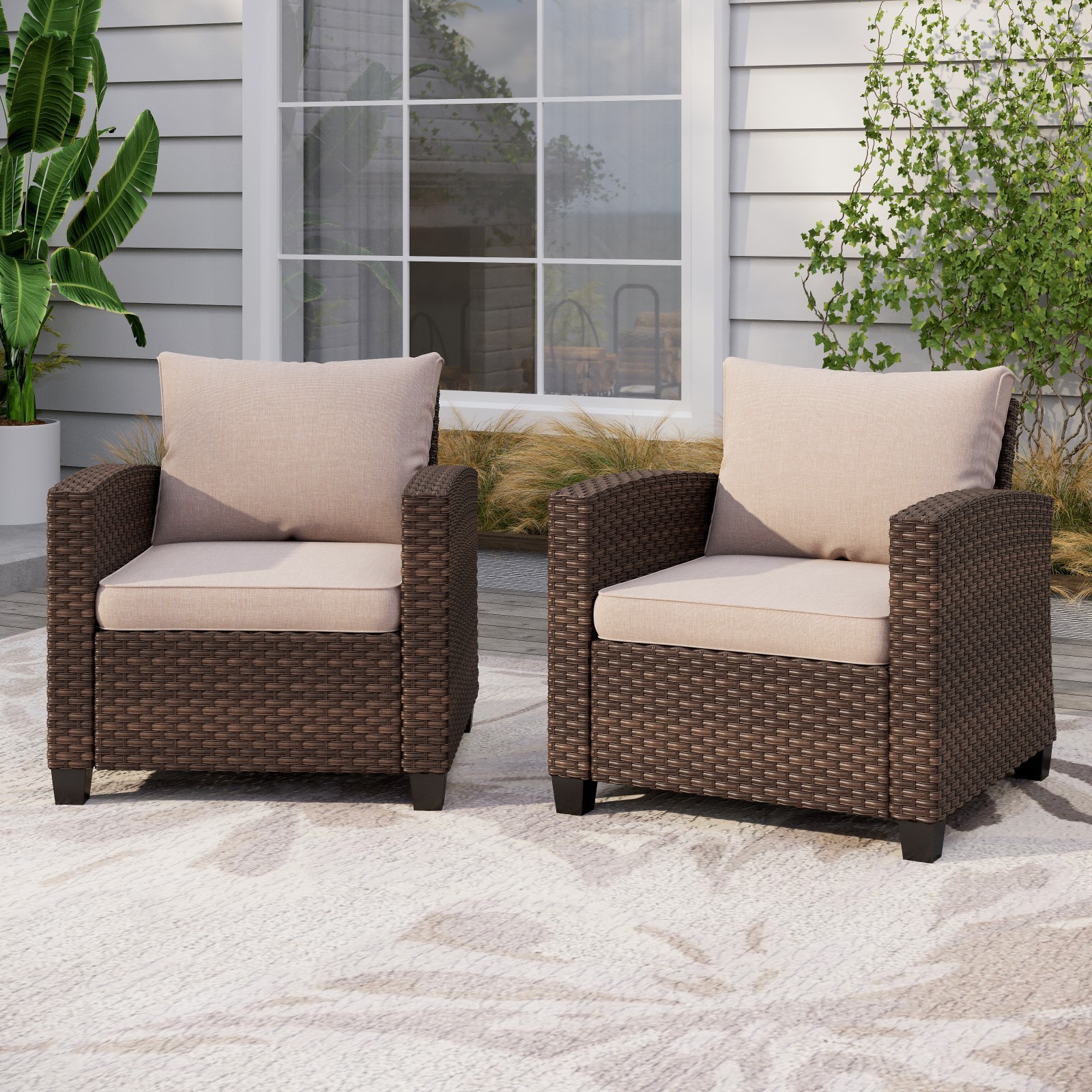 2PCS Rattan Patio Furniture Set Outdoor furniture Set Patio Conversation Set
