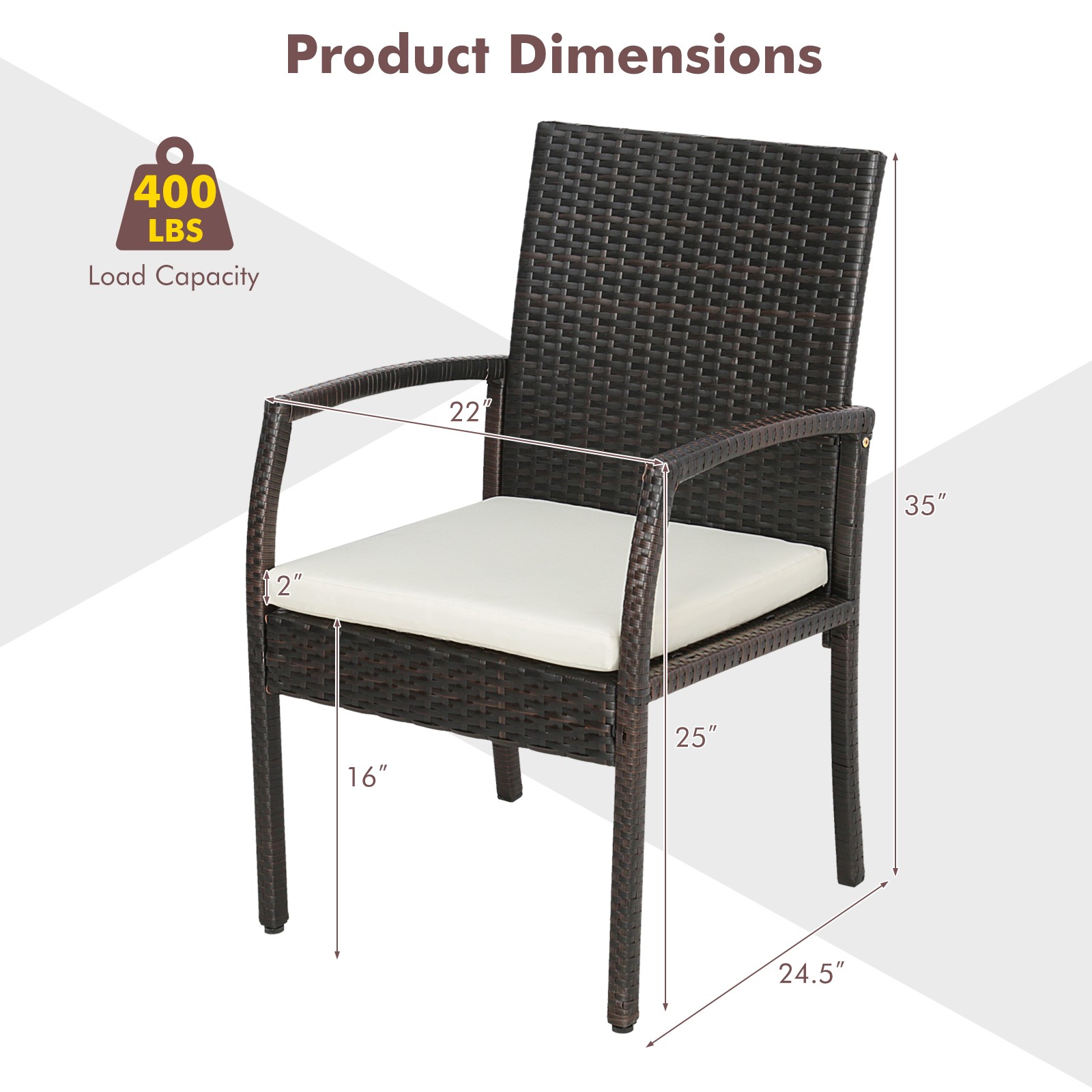 5 PCS Patio Wicker Dining Set Cushion Armchairs Acacia Wood Table Umbrella Hole