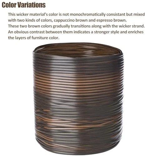 120 Ft Wicker Repair Kit, Plastic Wicker Repair Supplies, Gradient Dark Brown