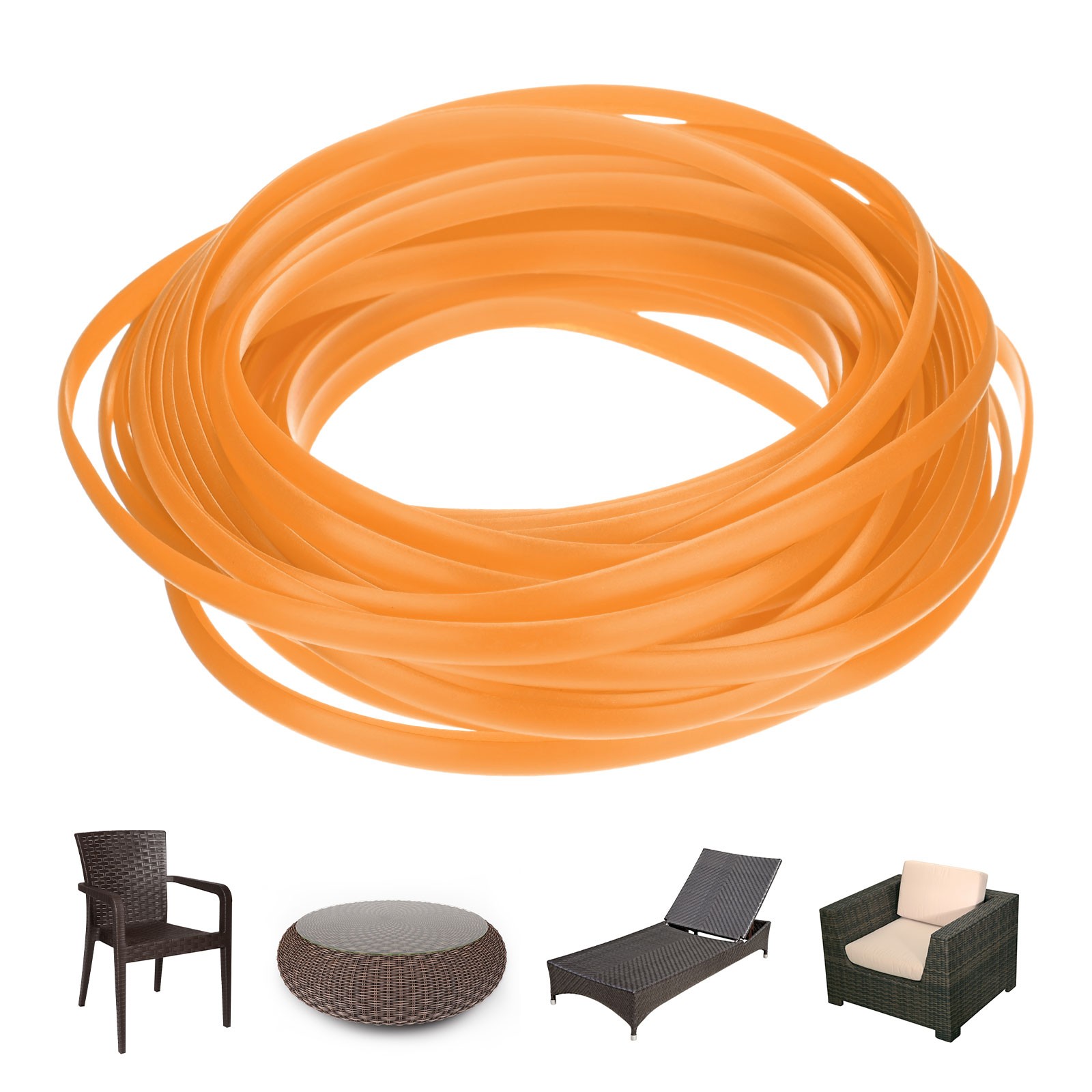 1-Pack Wicker Repair Kit, 5mm x 33ft/10m Plastic Flat Rattan [Orange Yellow]