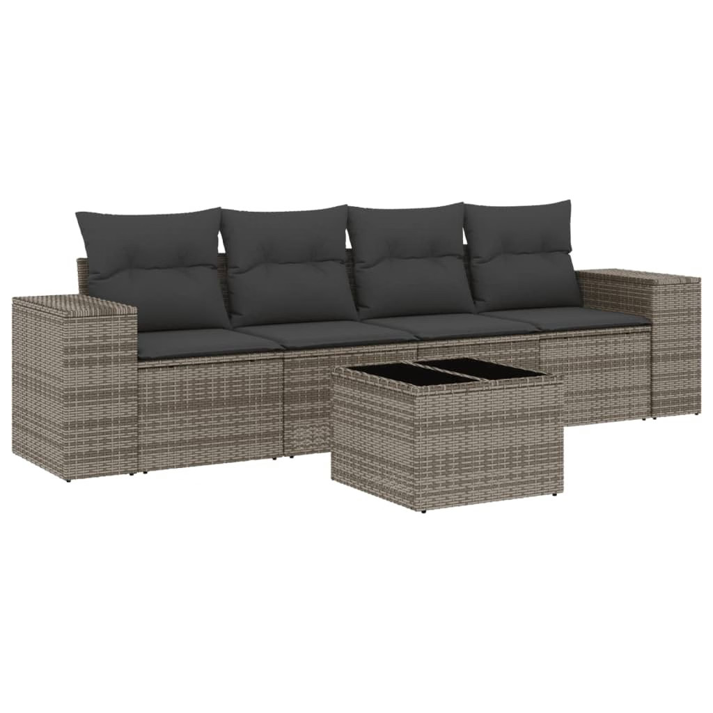 Garden Sofa Set Grey Poly rattan Medium Adjustable Feet