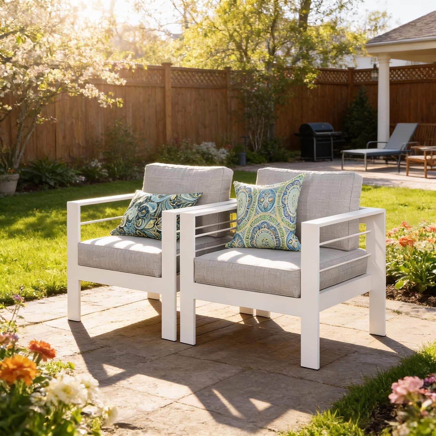 Outdoor Patio Furniture Loveseat Sofa All-Weather Metal Aluminum Patio Couch