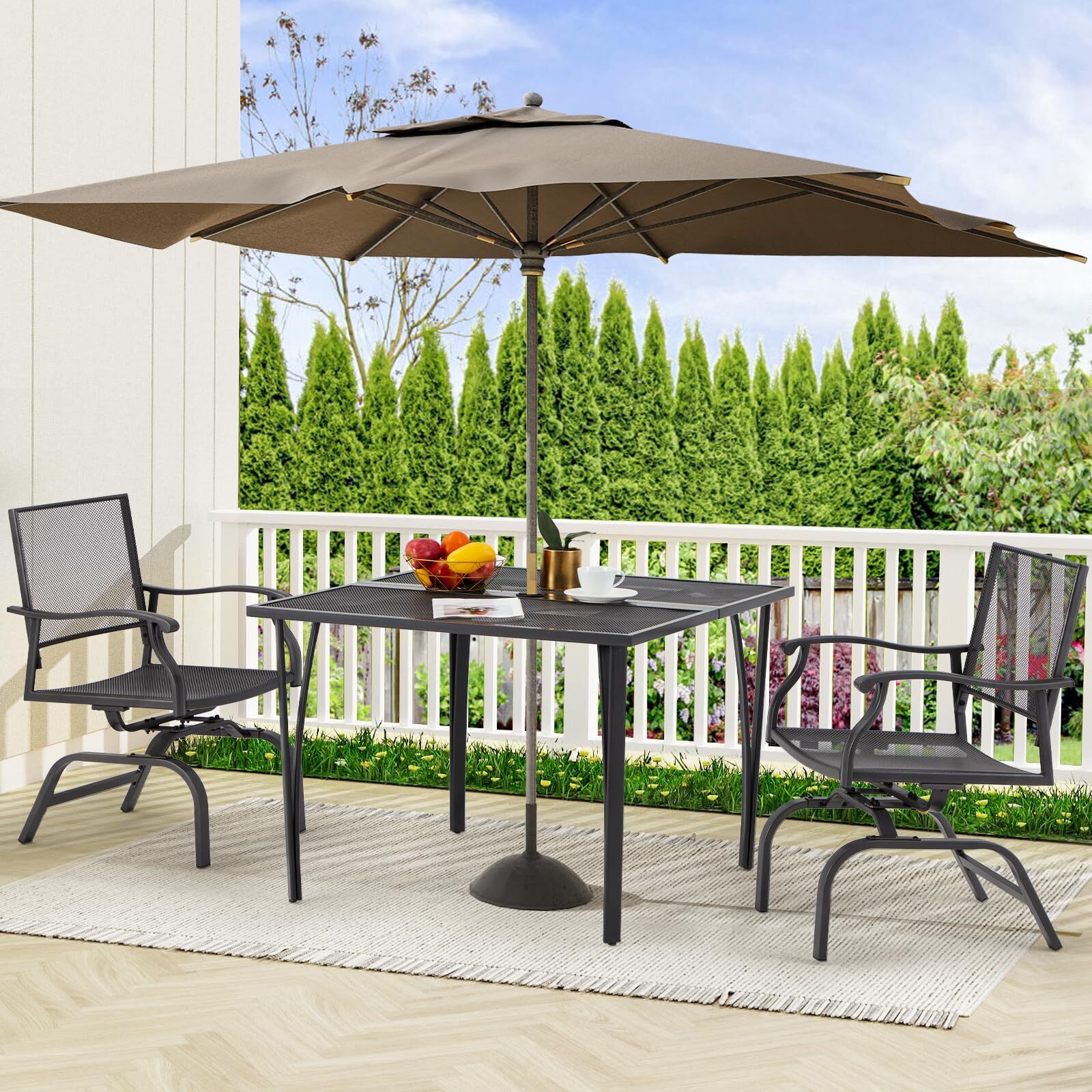 3 Pieces Outdoor Patio Dining Furniture Set 2-Chairs 1-Table Backyard Garden