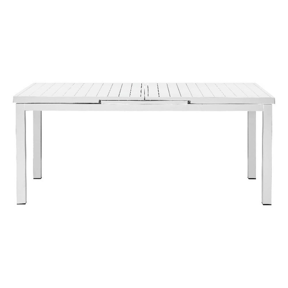 Pangea Home Miami 30×95″ Modern Aluminum Extension Table in White Finish