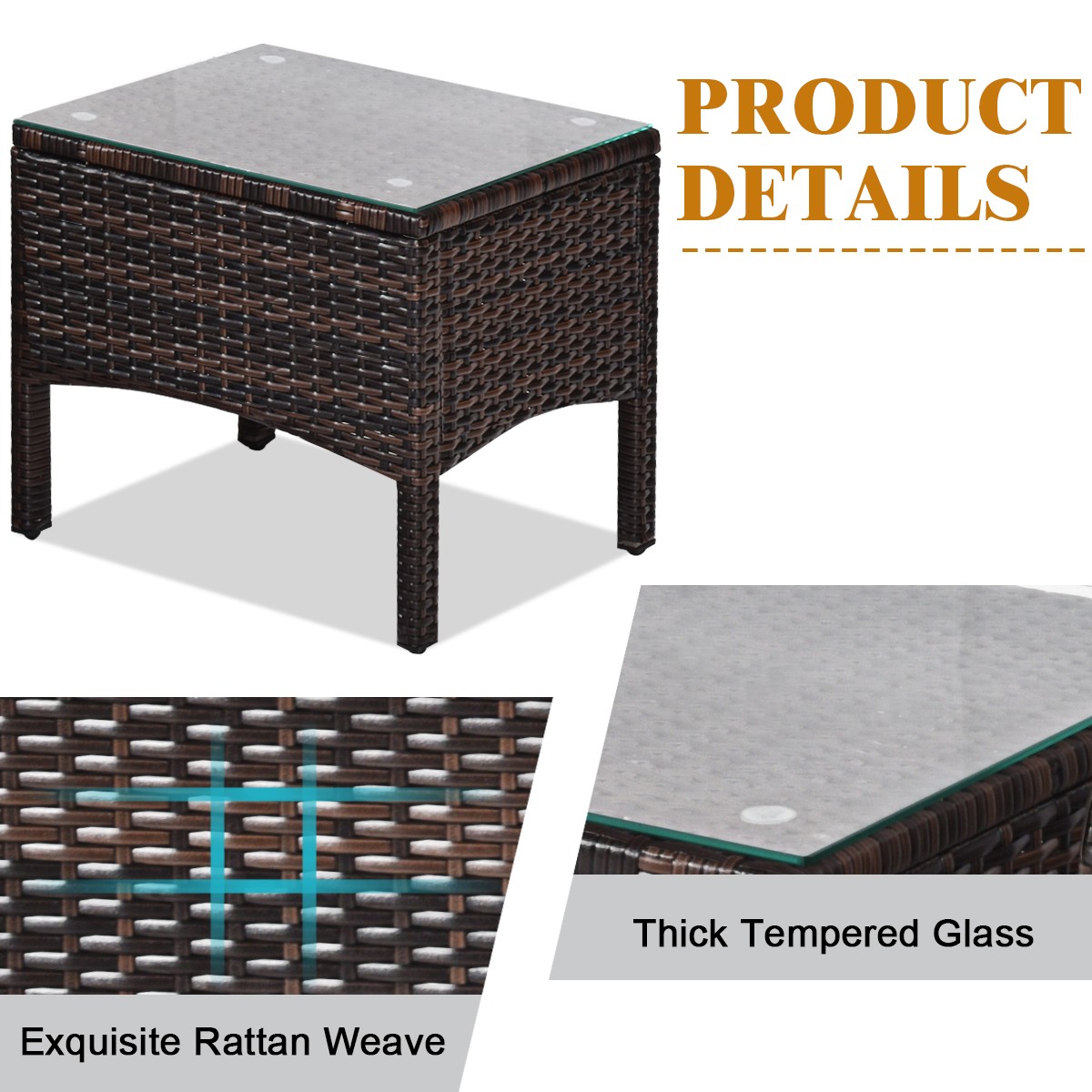 3PCS Garden Rattan Conversation Set Patio Outdoor Home Cushioned Sofa Set