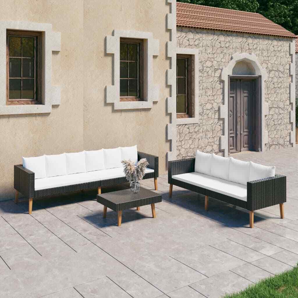 Patio Sofa Set Sectional Sofa Outdoor with Cushions Poly Rattan Gray vidaXL