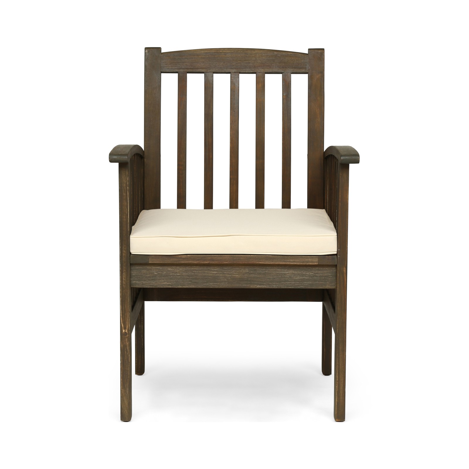 Acacia Wood Dining Chair Set, 2PCS with 2 Water-Resistant Cushions