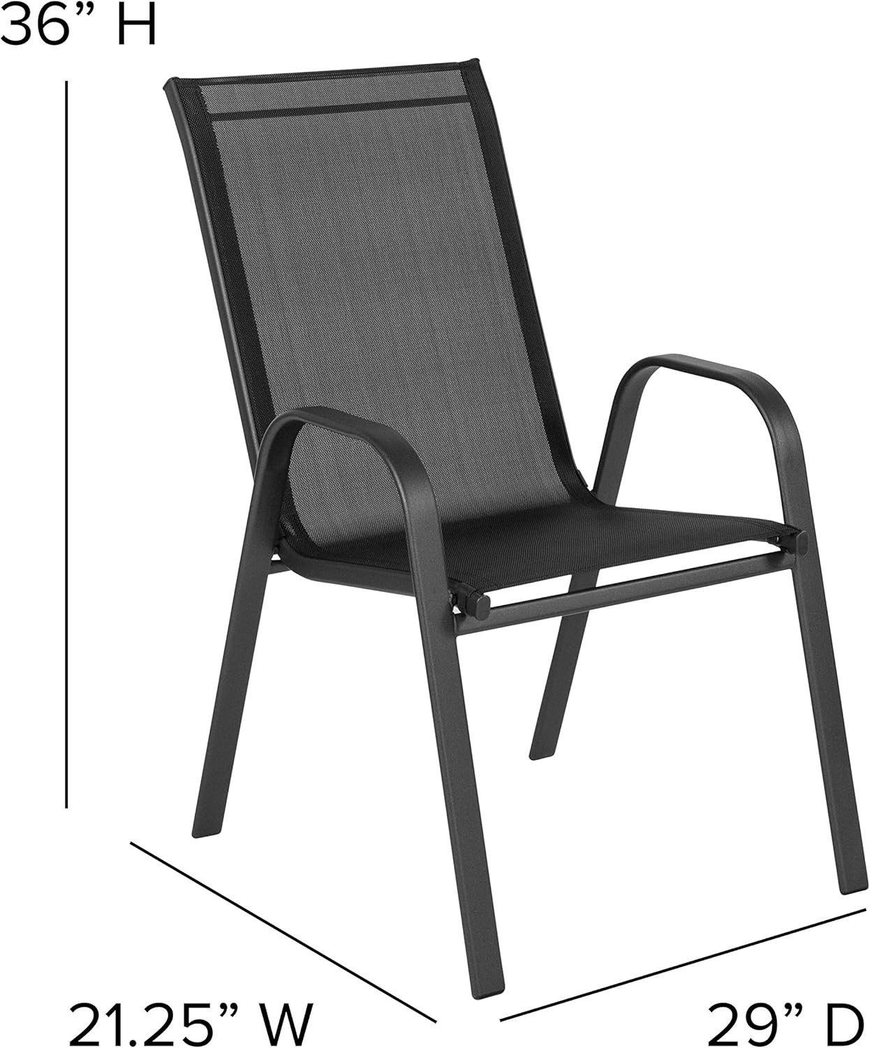 Brazos Series Outdoor Stackable Patio Chairs with Flex Comfort Material, Stackin