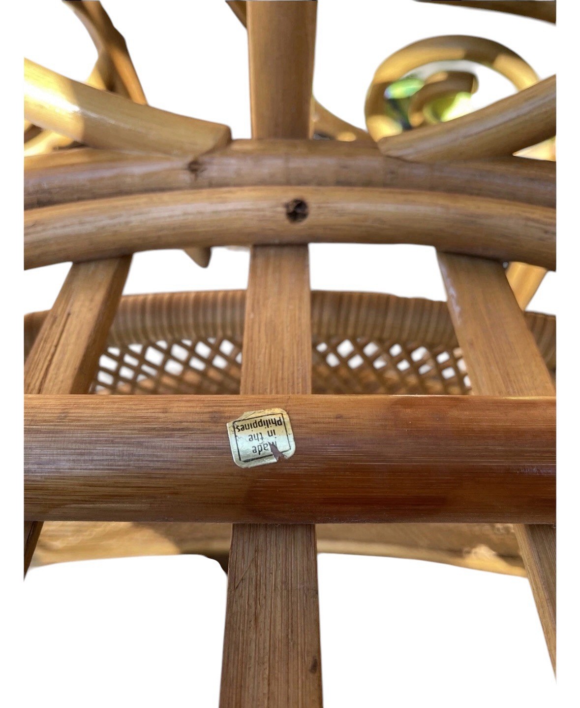 Vintage Rattan Peacock Style Wicker Chair Set of 3 Bamboo Boho Coastal Patio