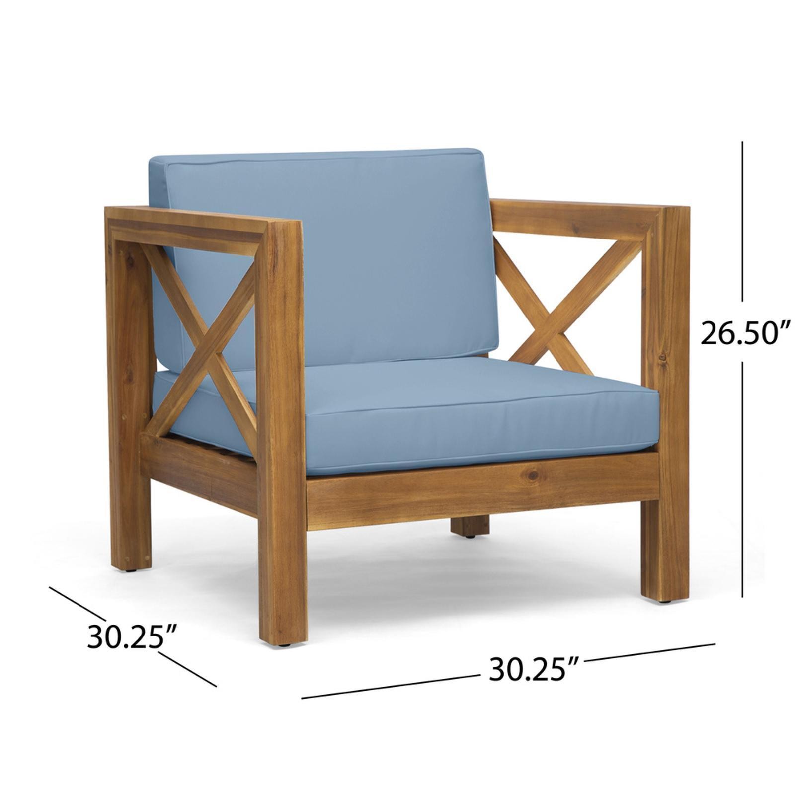 Mid-Century Club Chair – Stylish Cross-Back Frame, Weather-Resistant Cushions,