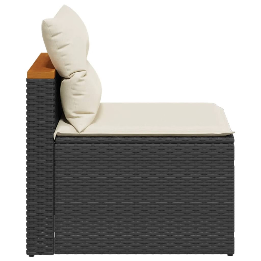 Patio Sofas Armless with Cushions 2 pcs Black Poly Rattan