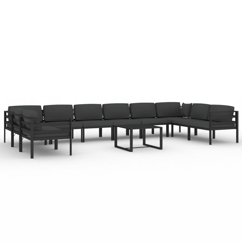 Patio Lounge Set Outdoor Sectional Sofa Set Table Aluminum Anthracite vidaXL