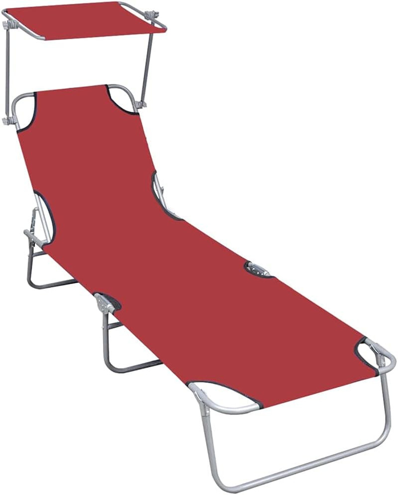 Patio Lounge Chair, Folding Sunlounger with Adjustable Backrest, Sunbed with Can
