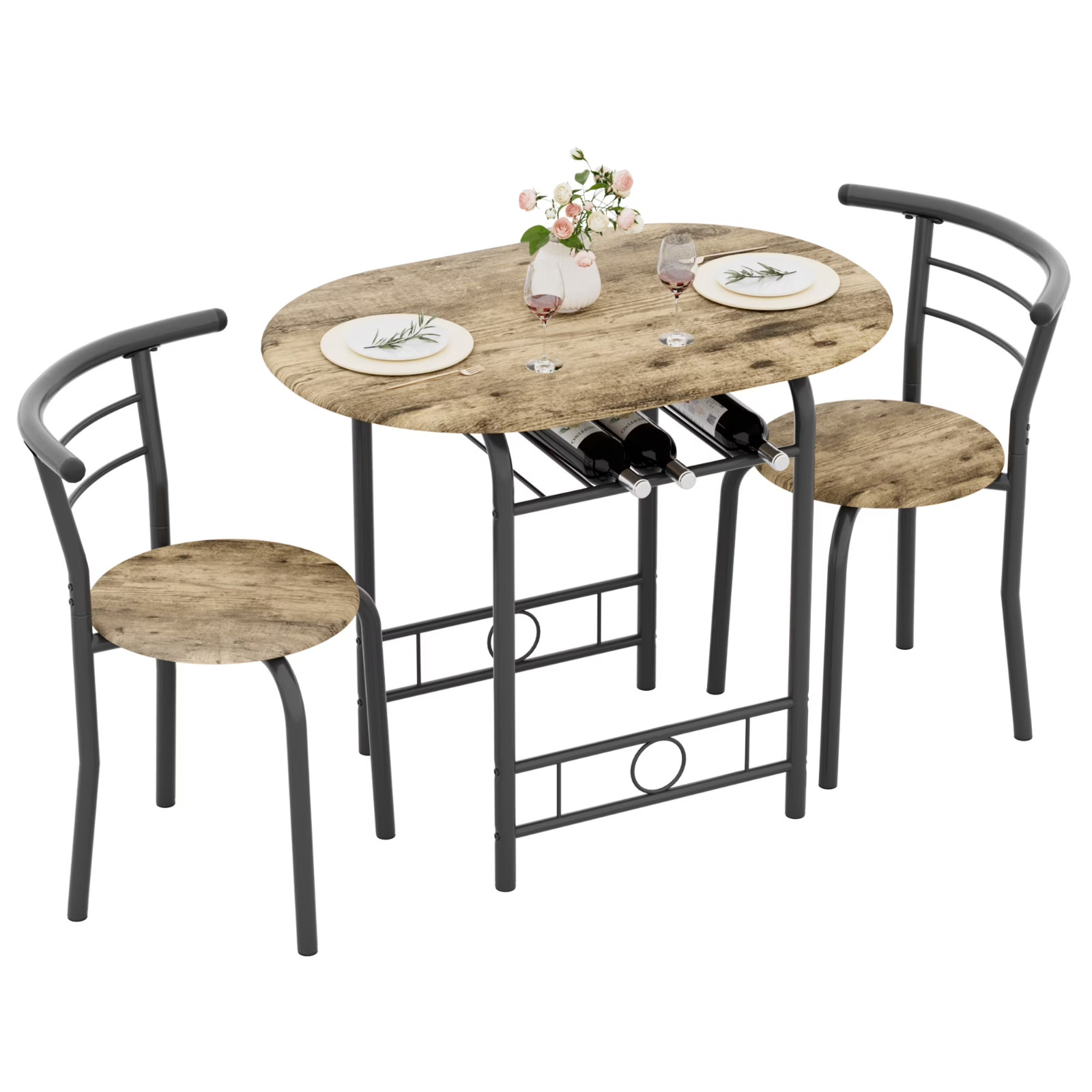 Mainstays 3 Piece Bistro Set – Albany Lane Folding Chairs & Glass Top Table