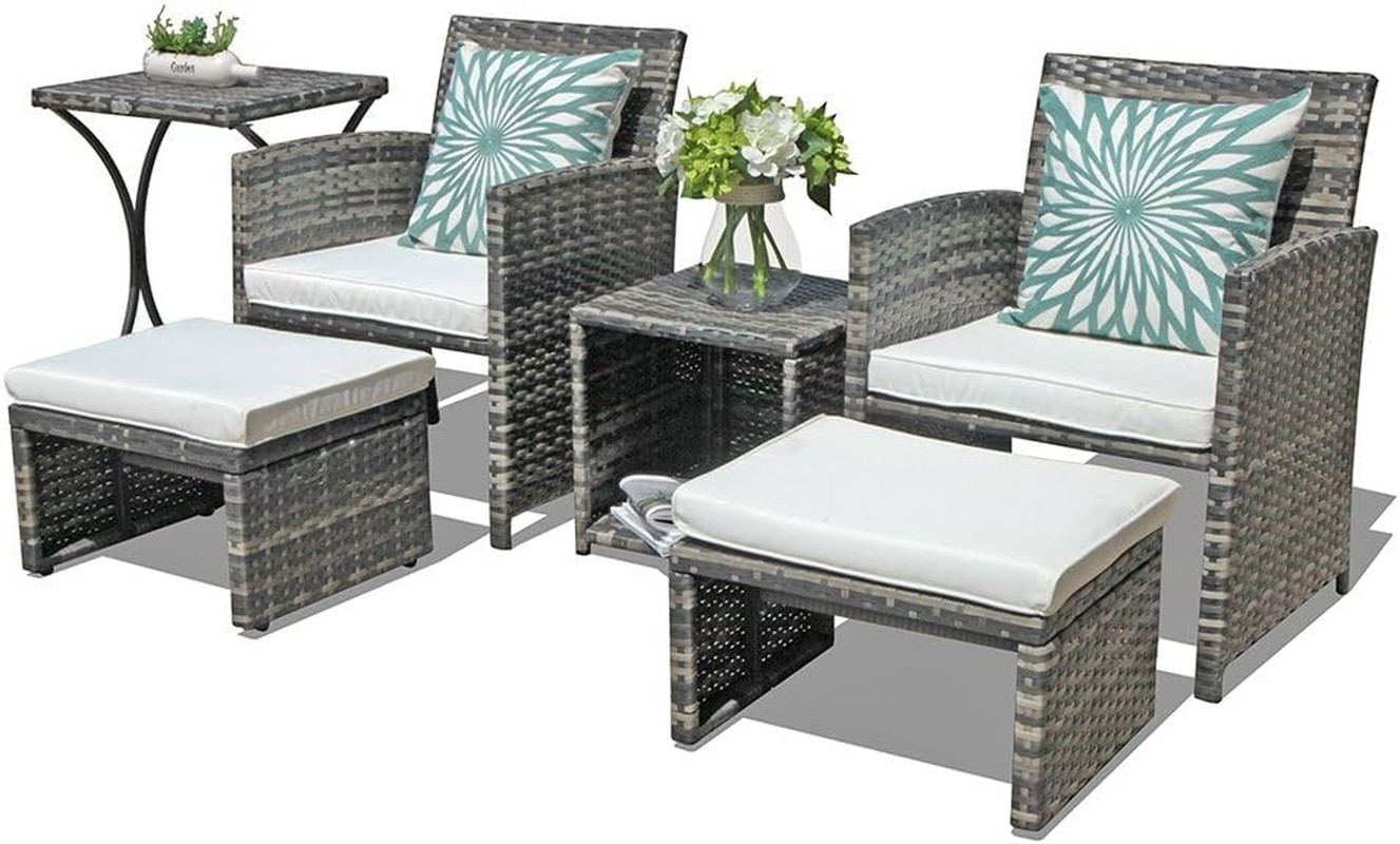 OC Orange-Casual 6 Piece Patio Furniture Conversation Set with Ottoman, Outdoor