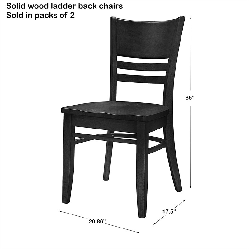 Correll Rustic Oak Premium Cafe Bistro Table with 4 Black Ladder Back Chairs