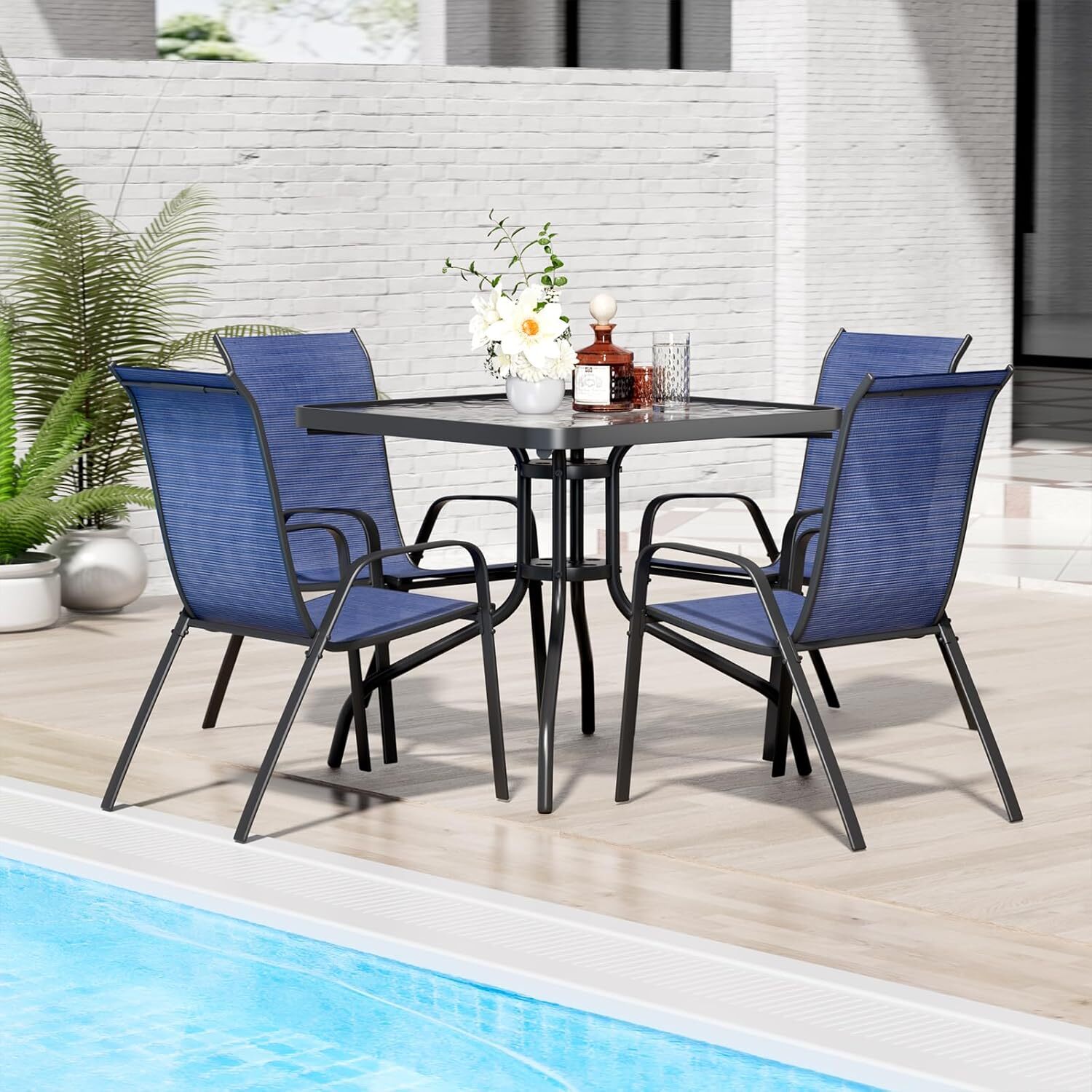 5-Piece Patio Set Outdoor Furniture Table and Chairs Set for Garden Backyard
