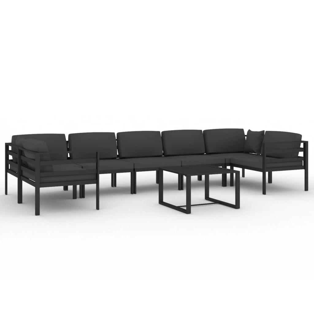Patio Lounge Set Outdoor Sectional Sofa Set Table Aluminum Anthracite vidaXL