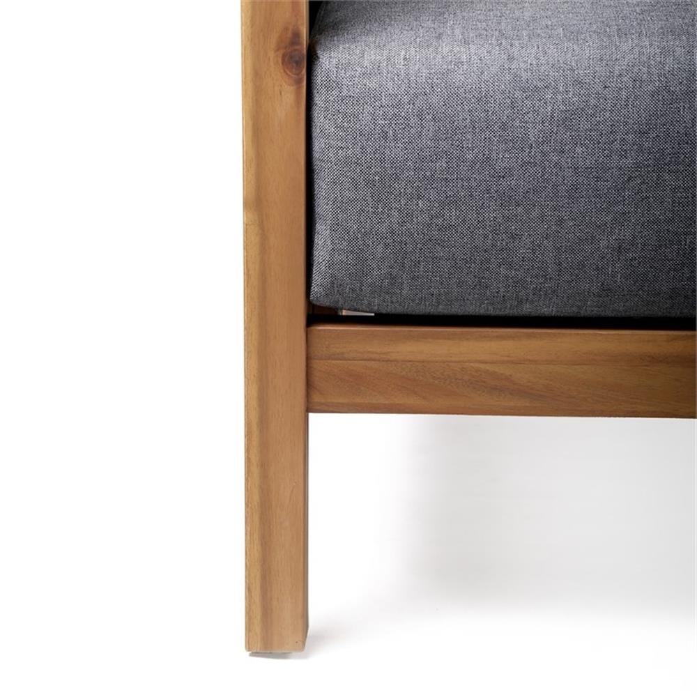 Afuera Living Modern Polyester Fabric/Wood/Rope Outdoor Sofa in Dark Gray