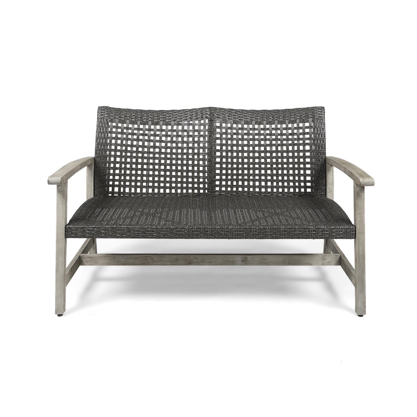 Weather-Resistant Wicker Loveseat with Acacia Wood Frame – Ideal for Outdoor