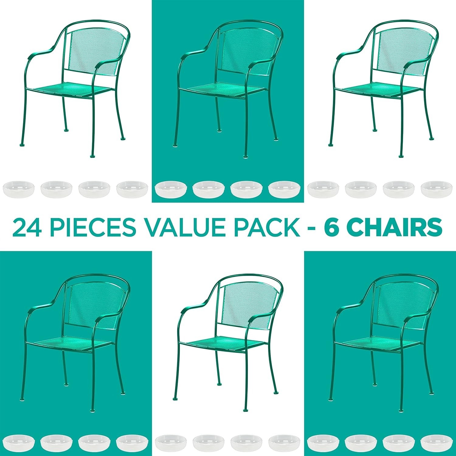 Wrought Iron Patio Furniture Feet Caps 24 Pack, White – 1.5″ Round Plastic Ou…
