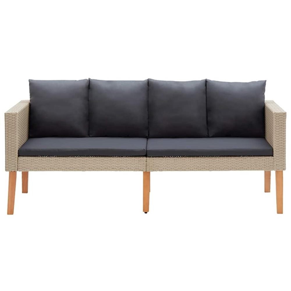 Bowery Hill Contemporary Synthetic Poly Rattan Garden Sofa in Beige & Anthracite