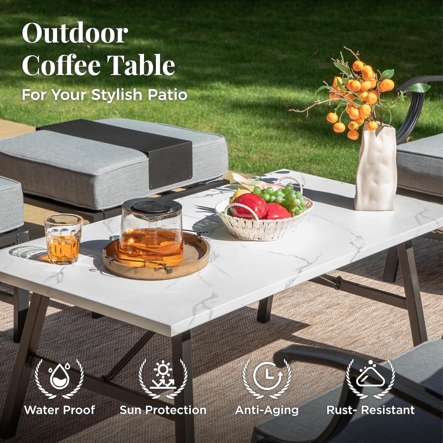 6 Piece Patio Furniture Set Outdoor Conversation Set for Lawn Garden Backyard