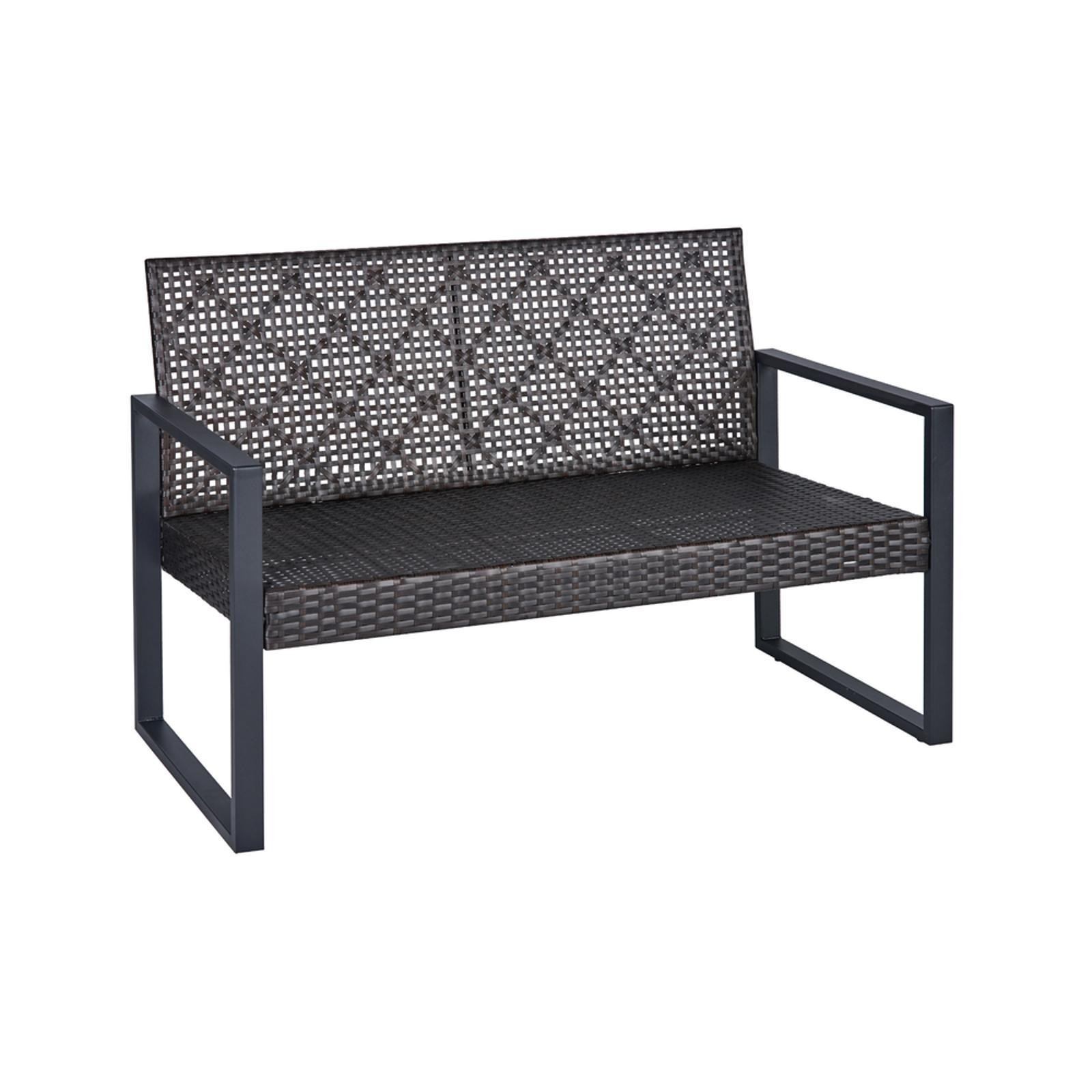 4-Piece Modern Patio Furniture Set with Acacia Wood Table Top, Rattan Chairs &