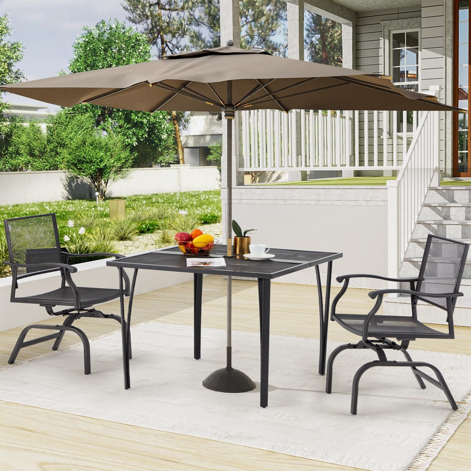 3 Pieces Outdoor Patio Dining Furniture Set 2-Chairs 1-Table Backyard Garden