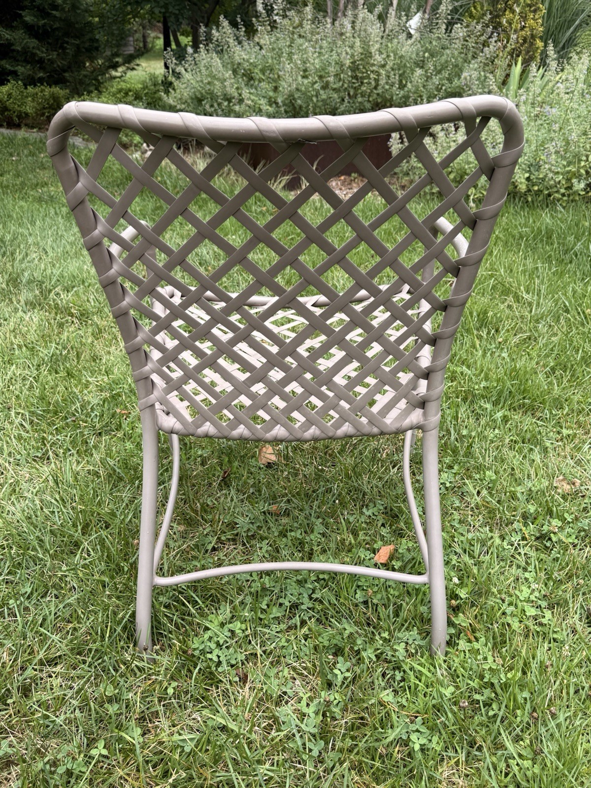 Vintage Brown Jordan Tamiami 7pc Patio Set 54” Glass Table + 6 Arm Chairs Taupe