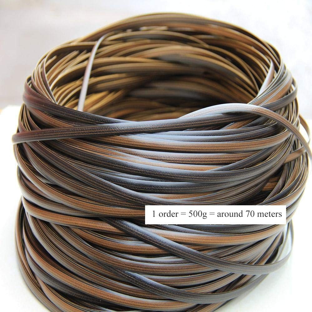 Brown Woven Rattan, Plastic PE Wicker Repair Material for Garden Chair Coffee Ta