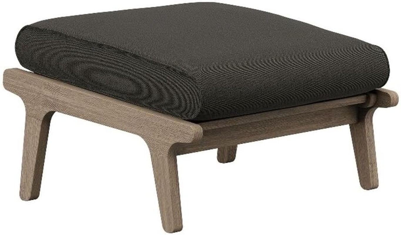 Saratoga Teak Outdoor Patio Ottoman in Weathered Gray Flint – Outdoor Footrest w