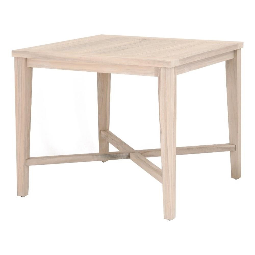 Pemberly Row 42″ Square Teak Outdoor Counter Height Table in Gray