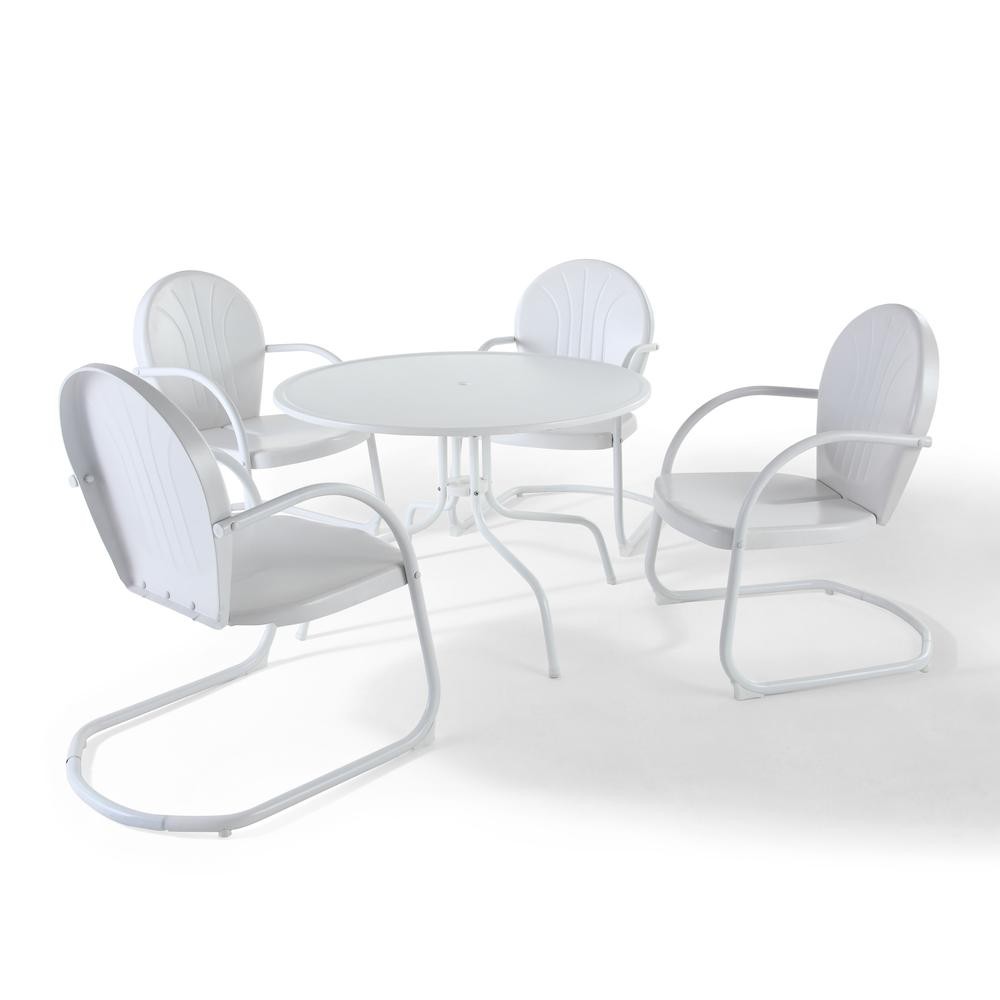 Griffith 5Pc Round Retro Outdoor Dining Set – Table & 4 Chairs