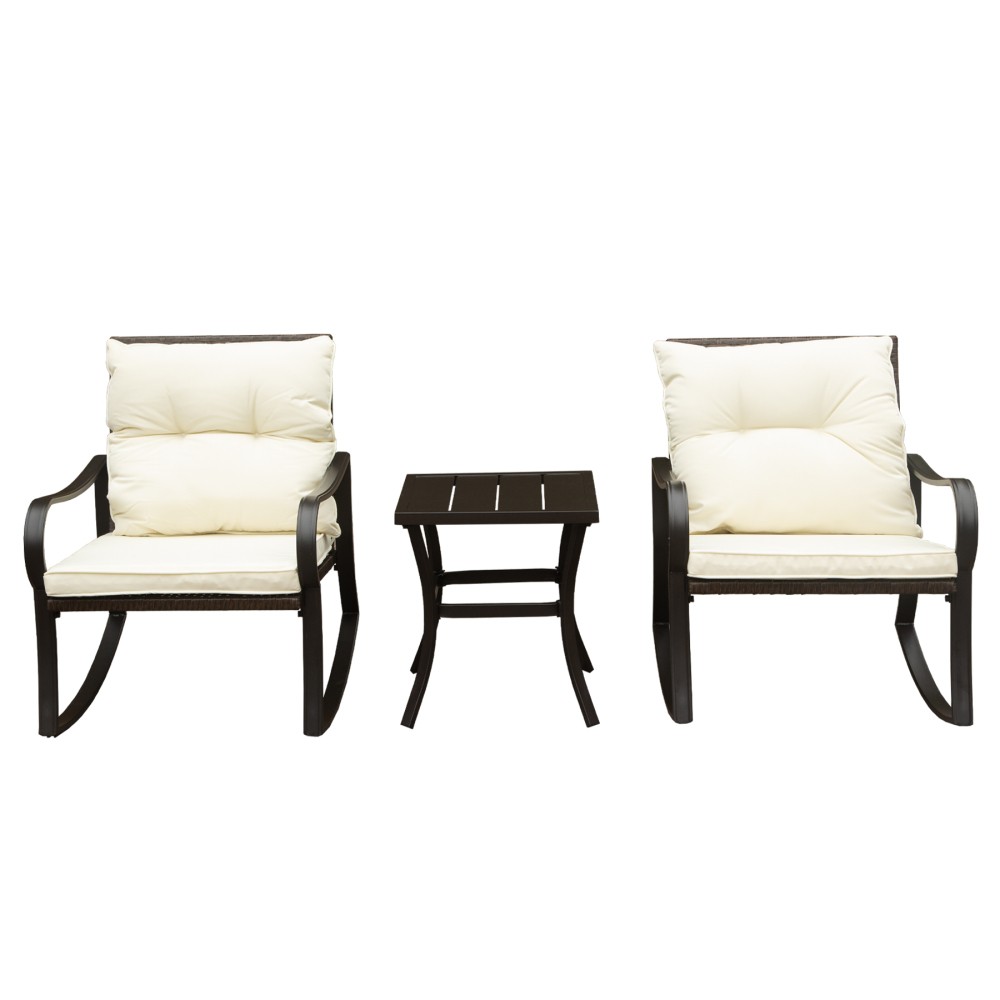 Metal 2-Person Outdoor Patio Rocking Seating Group with Cushions for Garden