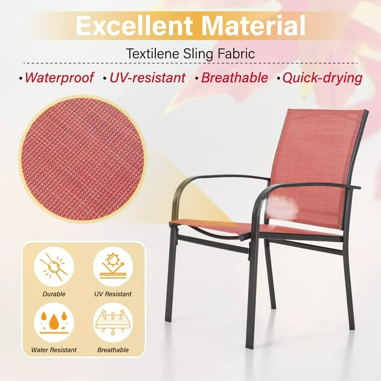 7 Piece Patio Dining Set Outdoor Furniture with Fixed Chairs and Table Lawn Yard