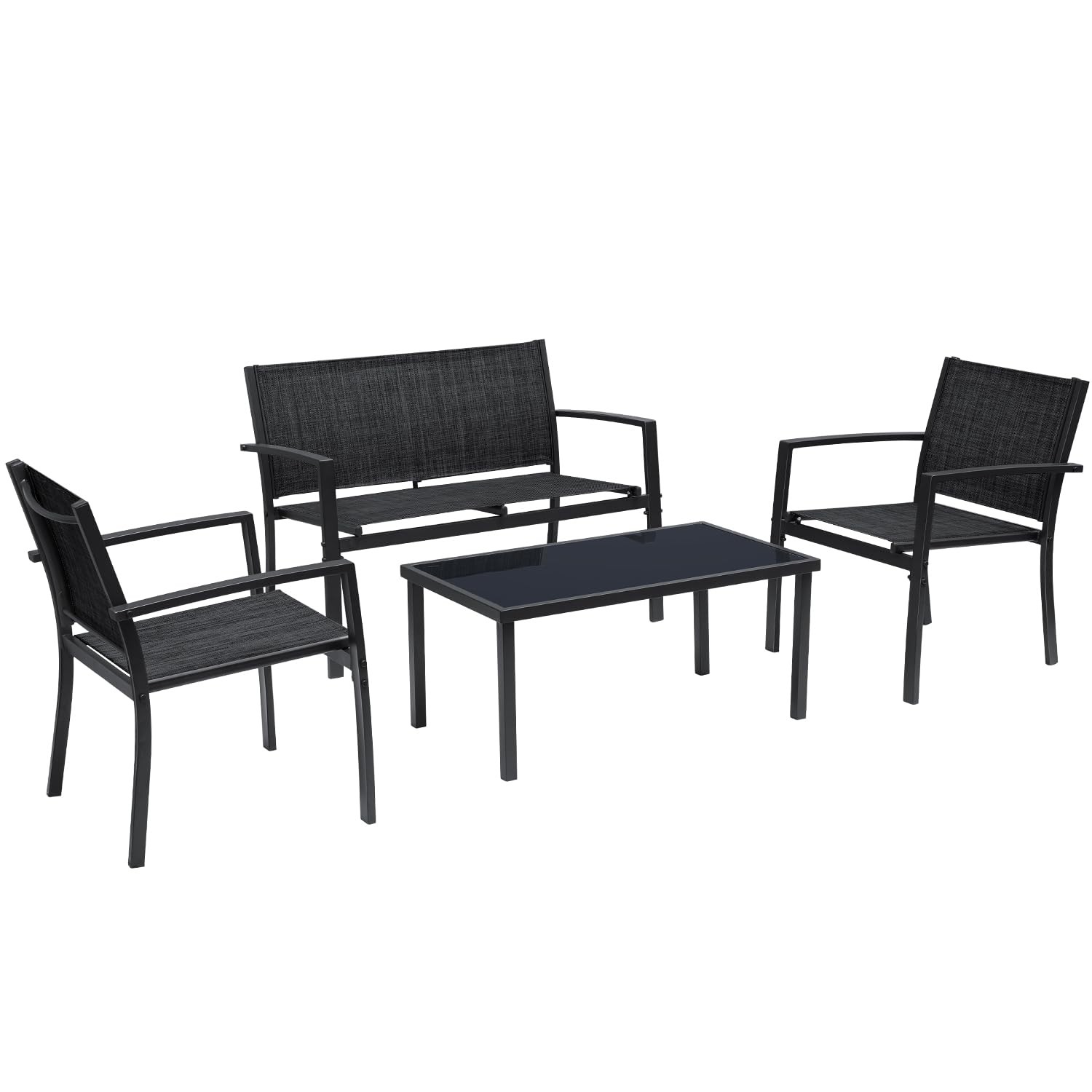 4 Pieces Patio Furniture Set Outdoor Conversation Textilene Fabric Chairs for…