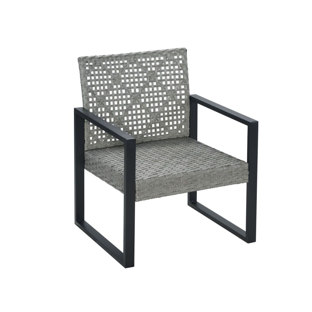 4-Piece Patio Furniture Set Outdoor Balcony Furniture Gray Acacia Wood Table Top