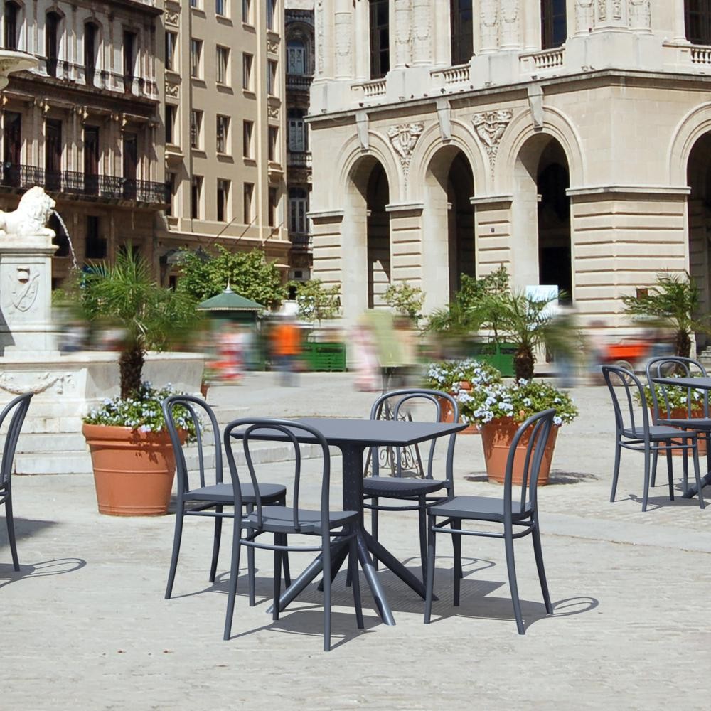 Victor Patio Dining Set with 4 Chairs Dark Gray