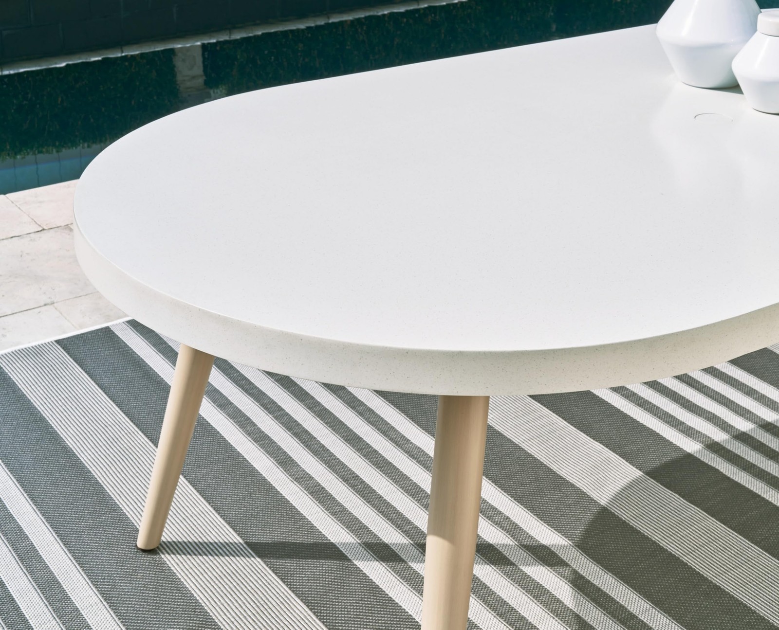 Bowery Hill Contemporary Aluminum White Outdoor Dining Table