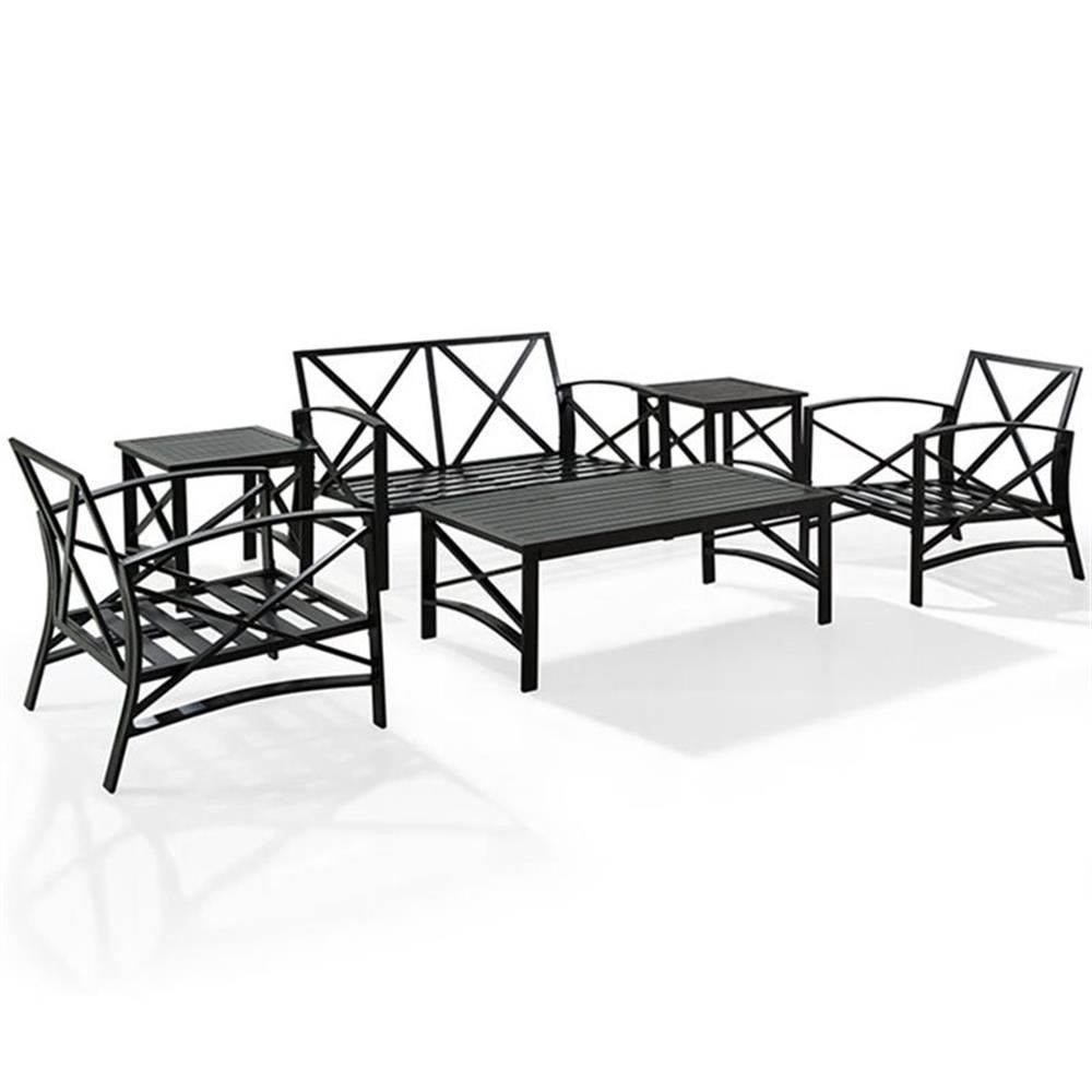 Afuera Living 6-Piece Metal/Fabric Sofa Set in Mist Green/Oil Rubbed Bronze