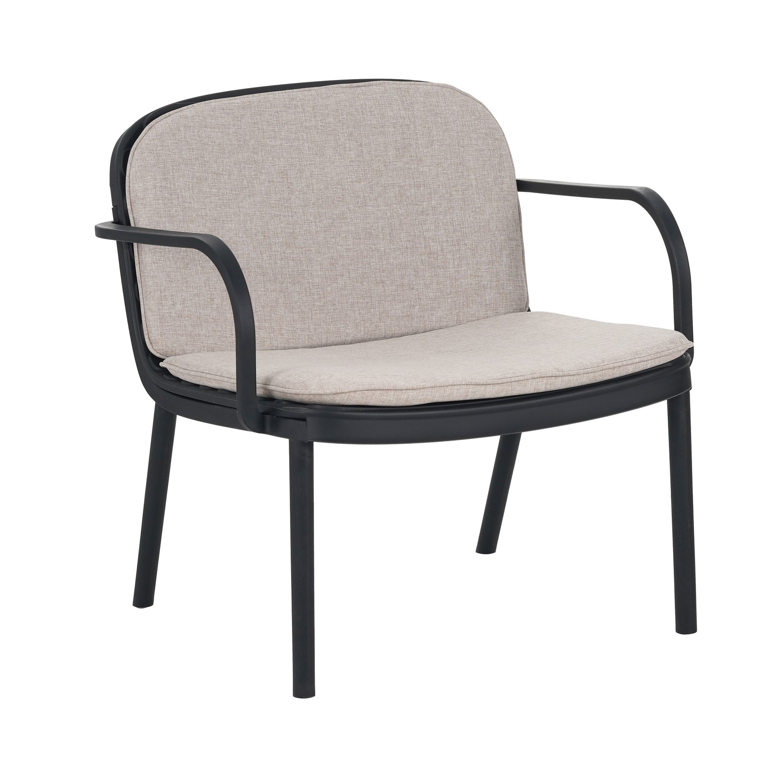 Outdoor Patio Chat Set 3-Piece Black Frame Beige Cushion
