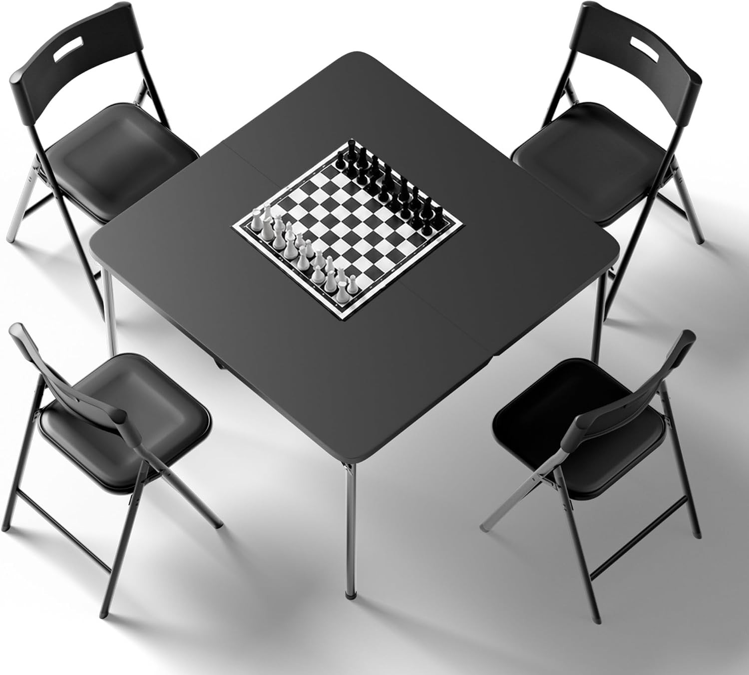 5-Piece Square Folding Table & Chairs Set 34″ Card Table & 330lbs Stackable