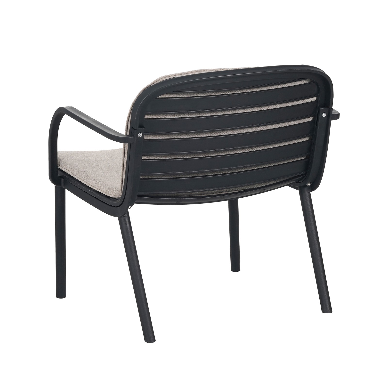 Outdoor Patio Chat Set 3-Piece Black Frame Beige Cushion