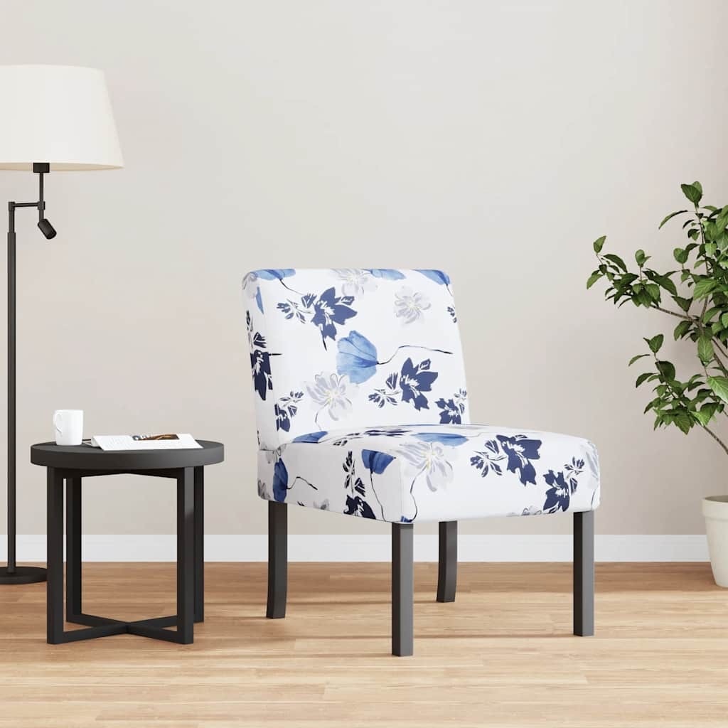 Chair Upholstered Accent Slipper Chair with Wood Legs Blue Flower Fabric vidaXL